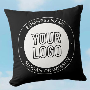 Business Logo or Design & Editable Text Template Throw Pillow