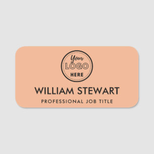 Business Logo Orange Employee Staff Name Tag