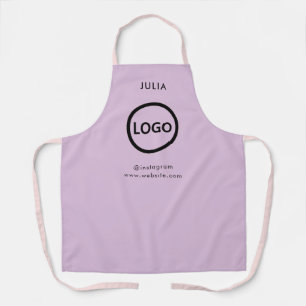 Business Logo Pale Pink Employee Staff Name Apron