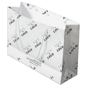 Business Logo Pattern with Promotional Custom Text Large Gift Bag