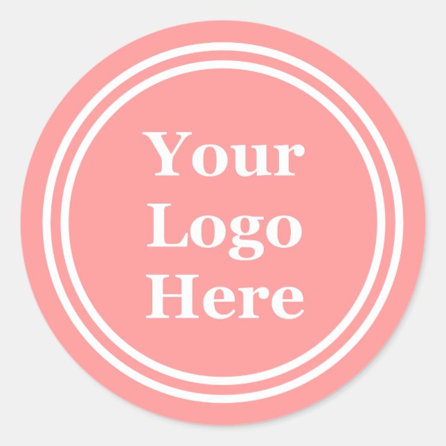 Business Logo Peach and White Branded Template Classic Round Sticker (Front)