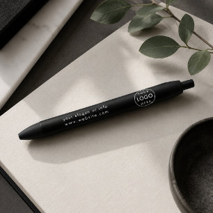 Business Logo Pen   Custom Black Promo Office Gift