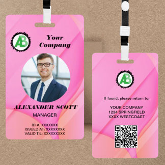  Business  Logo Personnel staff employee  qr Code Badge