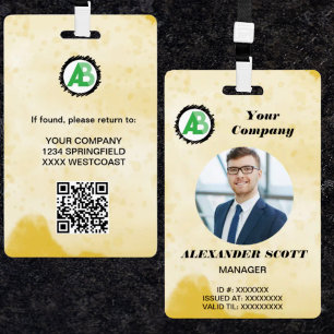  Business  Logo Personnel staff employee  qr Code Badge