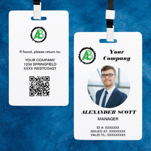  Business  Logo Personnel staff employee  qr Code Badge