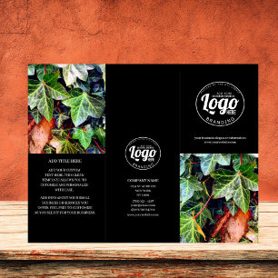 Business Logo & Photo Black Trifold Brochure