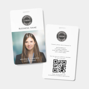 Business Logo Photo ID with QR Code Corporate Badge