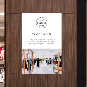 Business Logo Photo Modern Minimalist White Poster