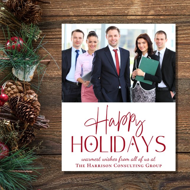 Business Logo Photo QR Code Corporate Christmas Holiday Card (Spread the joy of the season and strengthen business relationships with our photo holiday card)