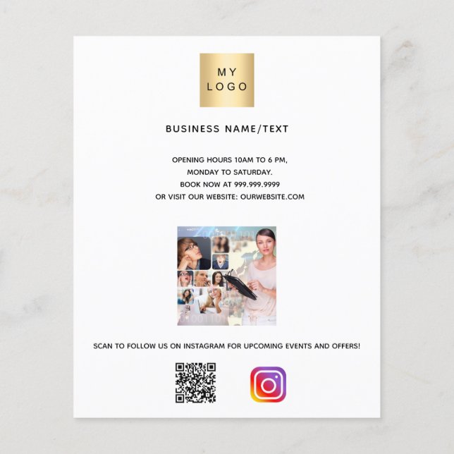 Business logo photo, qr code instagram text flyer (Back)
