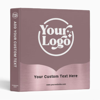 Business Logo Pink Metallic Rose Gold Company Binder