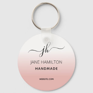 Business Logo Pink Minimal Simple Keychain