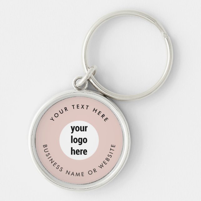 Business Logo Pink Minimalist Business  Keychain (Front)