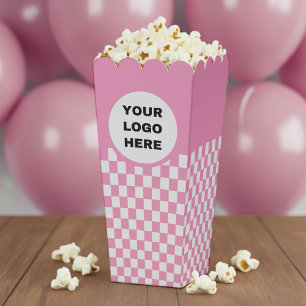 Business Logo Pink & White Chequerboard Movie Favor Box