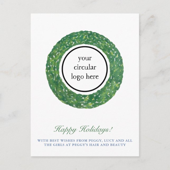 Business Logo Preppy Happy Holidays Message Postcard (Front)