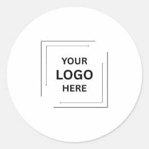 Business Logo   Professional Modern Minimal White  Classic Round Sticker