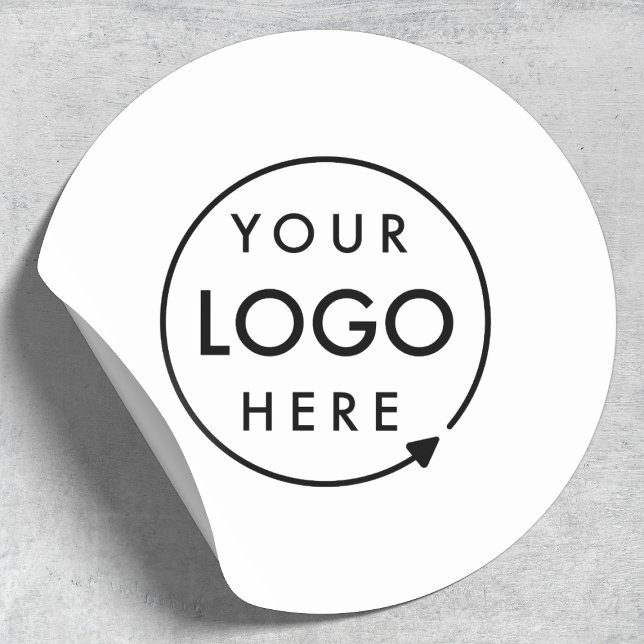 Business Logo Professional Modern Minimal White Classic Round Sticker (Put your branding front and center with these logo stickers)