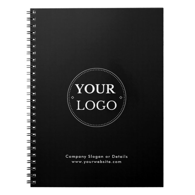 Business Logo Professional Simple Modern Black Notebook (Front)