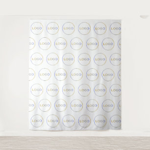 Business Logo Professional Simple White Backdrop Tapestry
