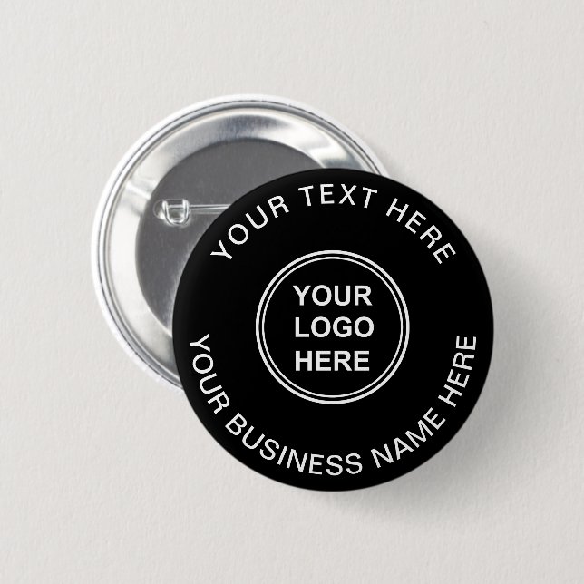 Business Logo Promotional Black 2 Inch Round Button (Front & Back)