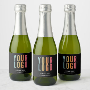 Business Logo Promotional Black Sparkling Wine Label