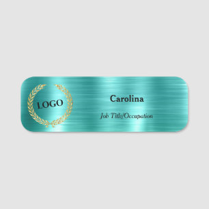 Business Logo Promotional Company Teal Name Tag