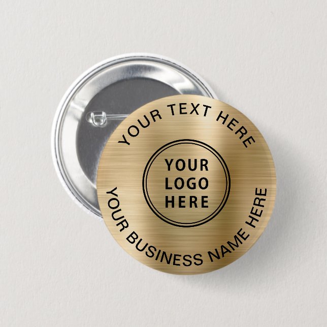 Business Logo Promotional Gold 2 Inch Round Button (Front & Back)