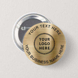 Business Logo Promotional Gold 2 Inch Round Button