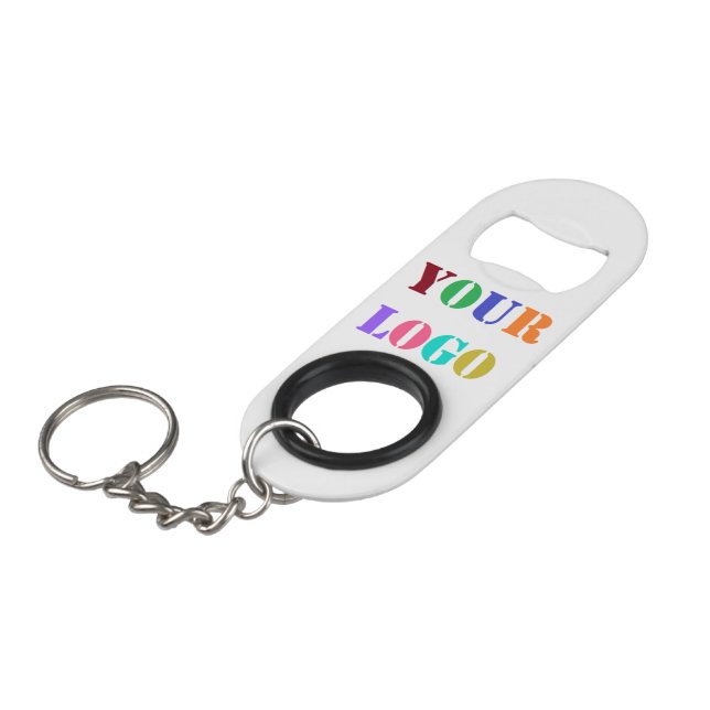 Business Logo Promotional Keychain Bottle Opener (Front Angled)