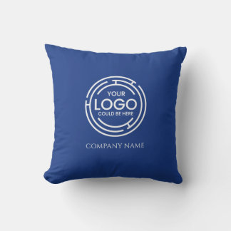 business Logo Promotional Marketing Blue Throw Pillow