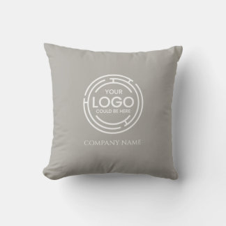 Business Logo promotional Marketing Warm Grey Throw Pillow