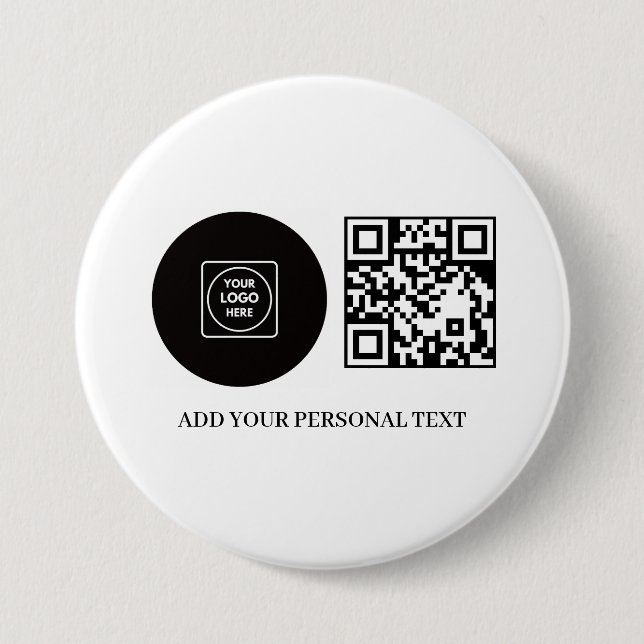 Business Logo Promotional QR Code Text Button (Front)