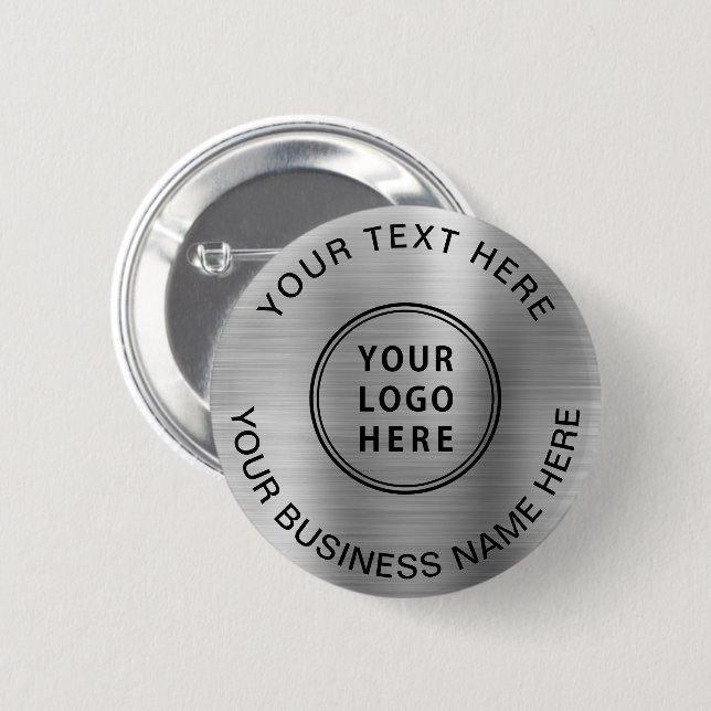 Business Logo Promotional Silver 2 Inch Round Button (Front & Back)