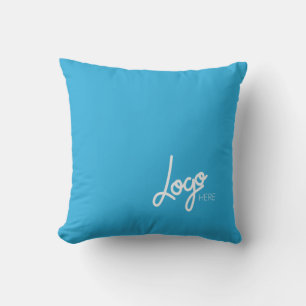 Business Logo Promotional Solid Colour Blue Throw Pillow
