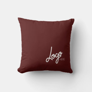 Business Logo Promotional Solid Colour Burgundy Re Throw Pillow