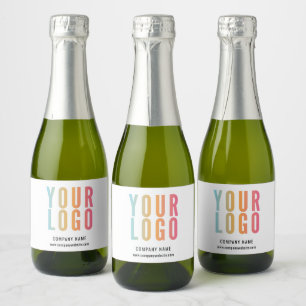Business Logo Promotional White Sparkling Wine Label