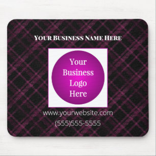 Business Logo   Purple Plaid Personalized Mousepad
