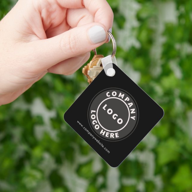 Business Logo QR Code and Company Website Keychain (Hand)