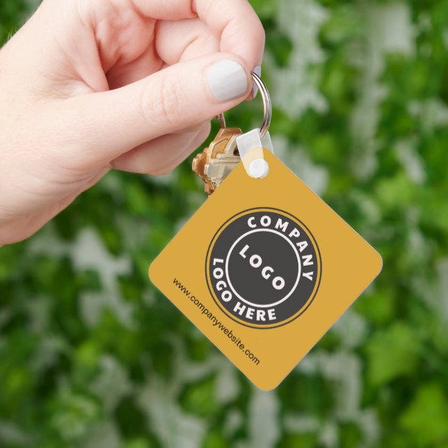 Business Logo QR Code and Corporate Website Staff Keychain (Hand)