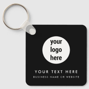 Business Logo QR Code Black Minimalist Business  Keychain