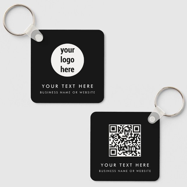 Business Logo QR Code Black Minimalist Business  Keychain (Business Logo QR Code Black Minimalist Business Keychain)