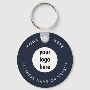 Business Logo QR Code Blue Minimalist Business  Keychain