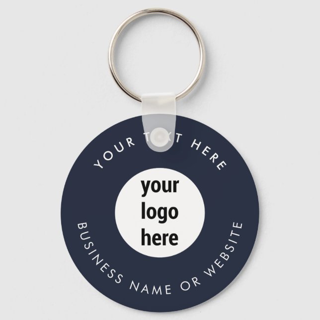 Business Logo QR Code Blue Minimalist Business  Keychain (Front)