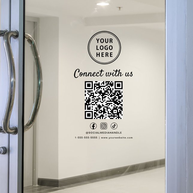 Business Logo QR Code Connect With Us Window Cling (Business Logo QR Code Connect With Us Window Cling)