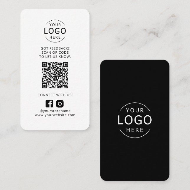 Business Logo QR Code Feedback Social Media Card (Front/Back)