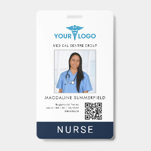 Business Logo QR Code Grad Nurse Photo ID Badge