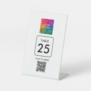 Business Logo QR Code Here Table Number Template Pedestal Sign