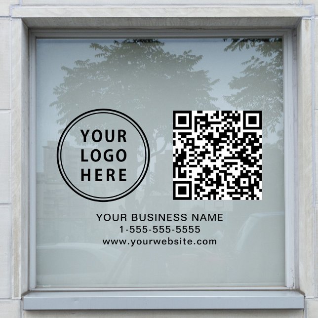 Business Logo QR Code Horizontal Window Cling (Business Logo QR Code Horizontal Window Cling)