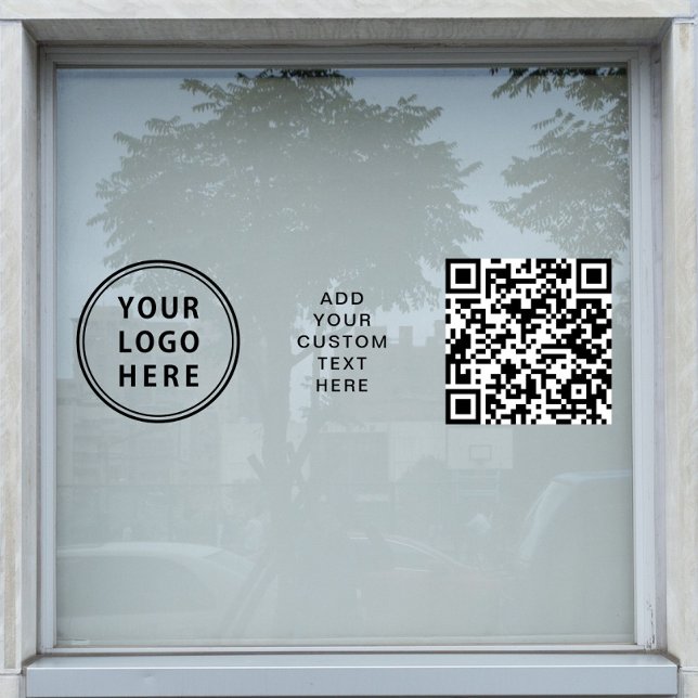 Business Logo QR Code Horizontal Window Cling (Business Logo QR Code Horizontal Window Cling)