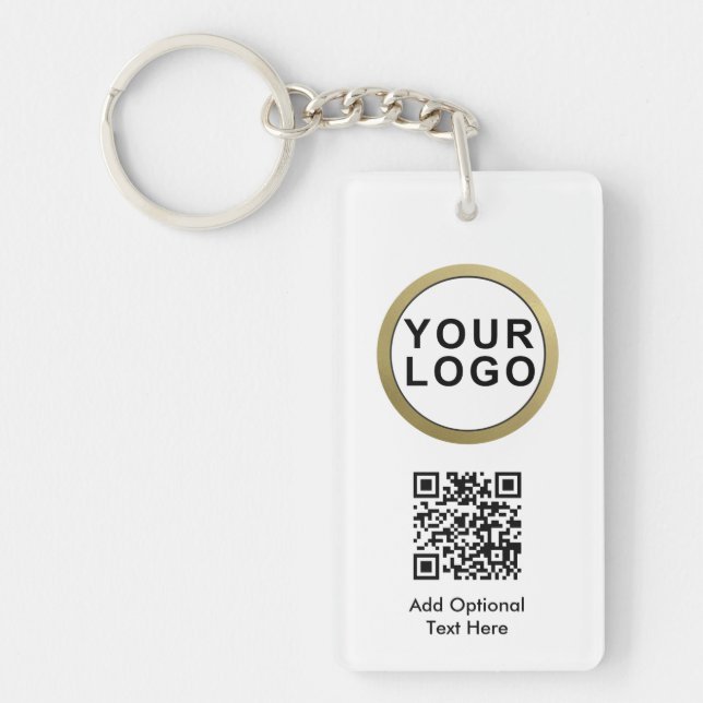 Business Logo QR Code Keychain | Black White (Front)